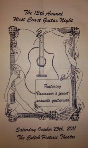 13th Annual West Coast Guitar Night Programme (art by Valeria)